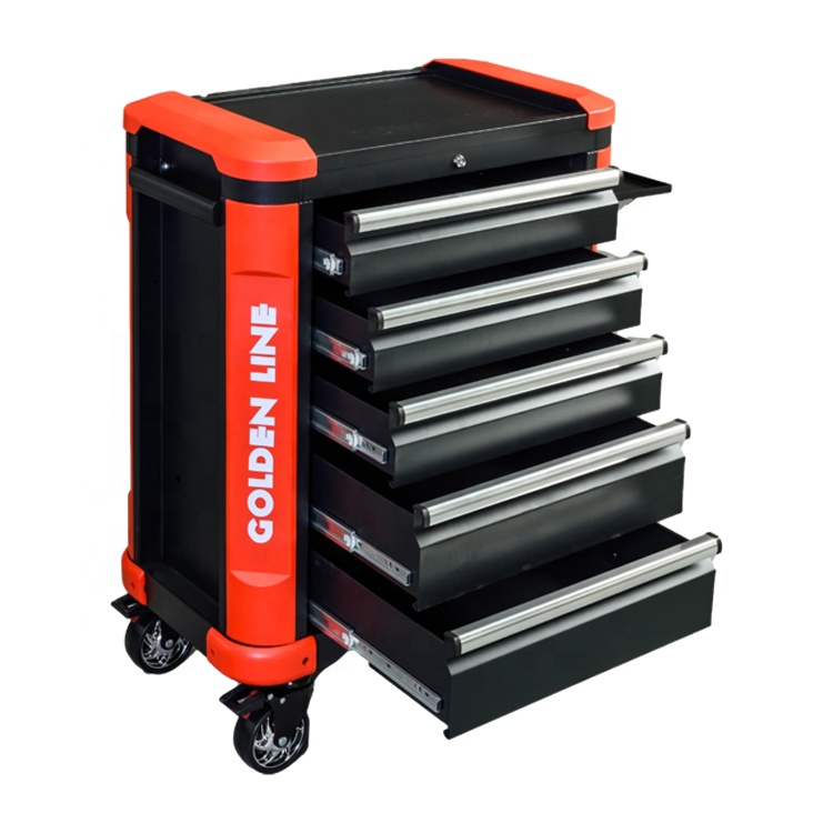 Workshop Tools Trolley - 5 Çekmeceli Siyah ve Kırmızı Metal